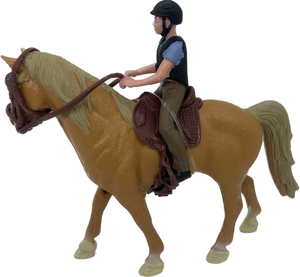 Horses - Palomino Horse with Rider - Country Toys