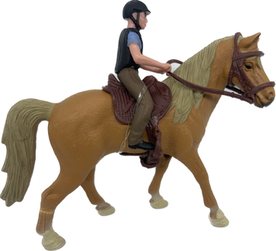 Horses - Palomino Horse with Rider - Country Toys