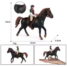 Load image into Gallery viewer, Horses - Black Horse with Rider - Country Toys