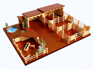 FY2 - Farmyard with Pig Pen, Stable and Yards, Duck Pond, Dog Kennel, Tractor Shed & Chicken Coup with Animal Pack C