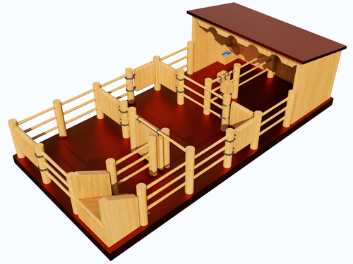 ST5 - Two Horse Stable with Yard - Handmade Wooden Toy