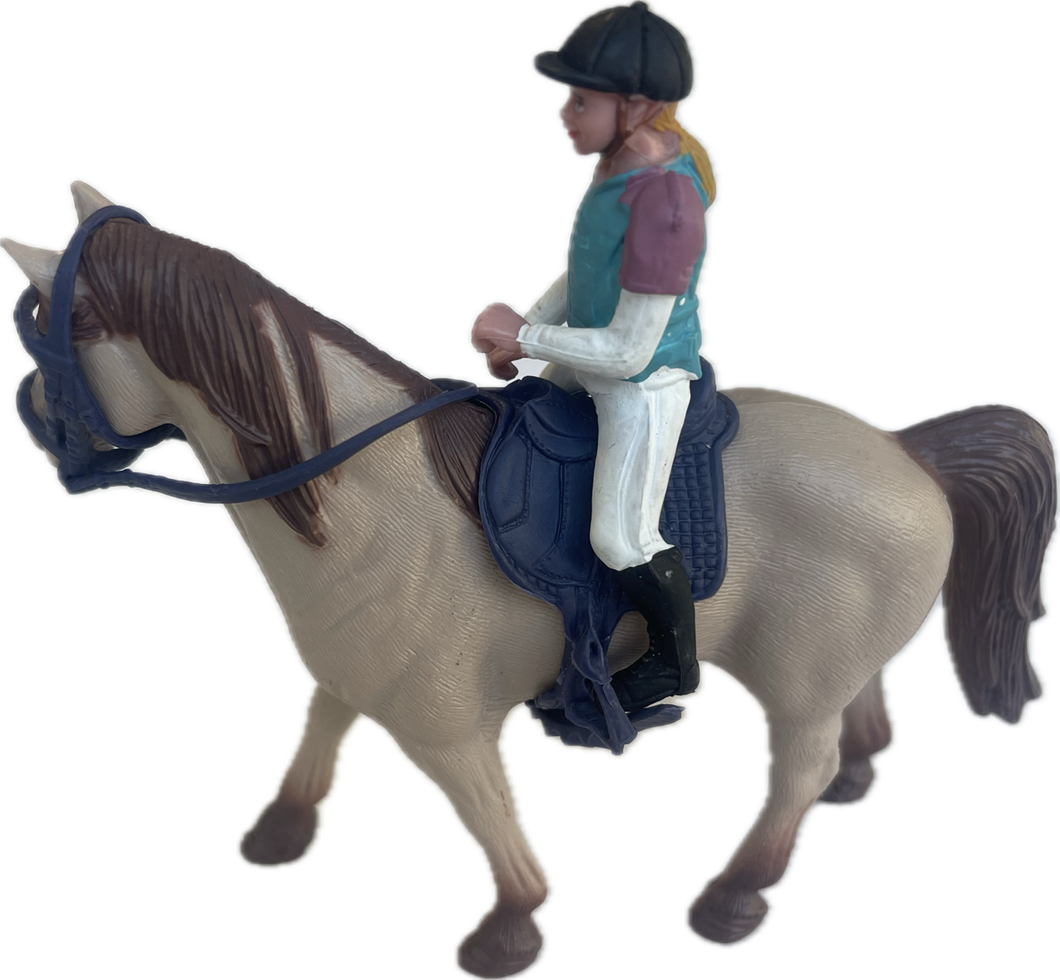 Horses - Creamy Horse with Rider - Country Toys